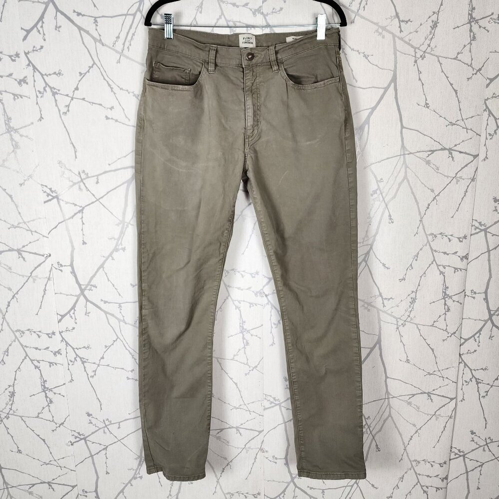 Flint and Tinder Sage Green Tan Mid Rise Slim Fit Chino Pants